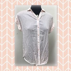 Light pink short sleeve button down top
